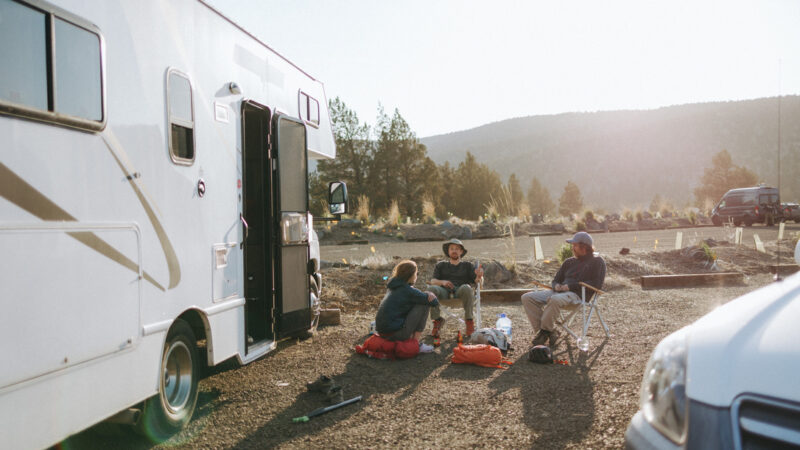 friends enjoying RV campground